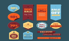 13 promotional stickers and tag vec